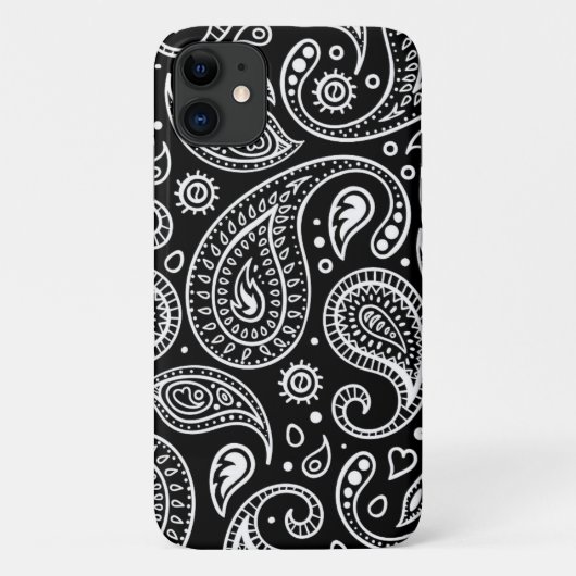 Coques Case-Mate iPhone Motif noir et blanc Paisley (Dos)