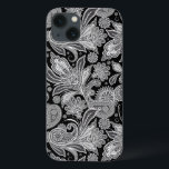 iPhone 13 Coque Motif noir et blanc Paisley Ham Damaches<br><div class="desc">Elégant motif cachemire vintage noir et blanc. Toutes les lettres seront bientôt disponibles,  et vous pouvez m'envoyer un e-mail pour votre initiale Nous offrons également une mise en forme de texte gratuite pour votre invitation carte de visite,  etc.</div>