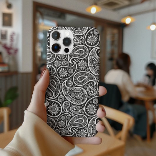 Coques Case-Mate iPhone Motif noir et blanc Retro Paisley