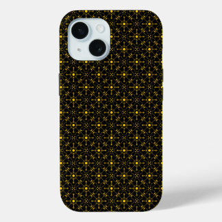 Coque Pour iPhone 15 Motif noir et or japonais