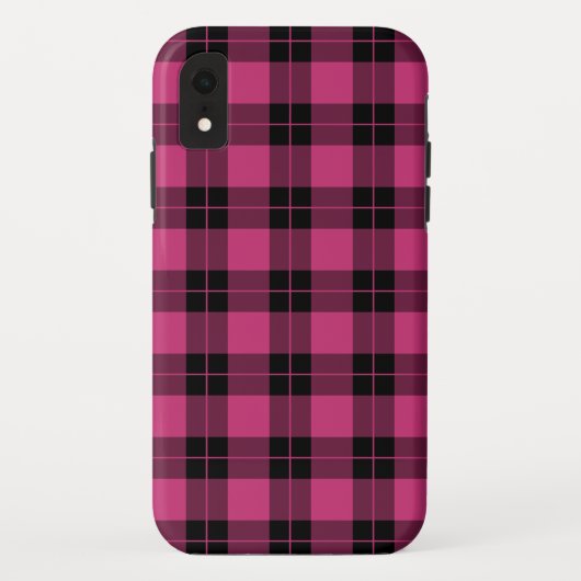 Coques Case-Mate iPhone Motif noir magenta moderne de plaid (Dos)