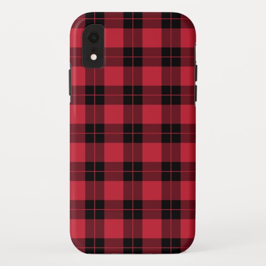 Coques Case-Mate iPhone Motif noir rouge moderne de plaid (Dos)