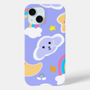Coque Pour iPhone 15 Motif nuage arc-en-ciel bleu rêveur