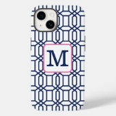 Coques Case-Mate iPhone Motif octogonal bleu Prépa / Monogramme marine bla (Verso)