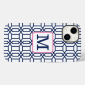 Coques Case-Mate iPhone Motif octogonal bleu Prépa / Monogramme marine bla (Verso (horizontal))