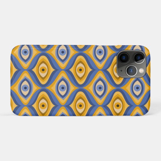 Coques Case-Mate iPhone Motif oculaire psychédélique indigo bleu jaune (Dos (Horizontal))