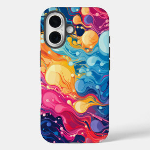 Coques iPhone 16 Motif ondulé abstrait coloré