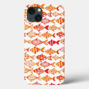 Etui iPhone 13 Motif orange lumineux de poissons d'aquarelle