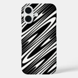 Coques iPhone 16 motif organique ondulé noir et blanc sans couture