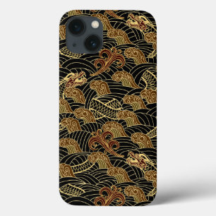 iPhone 13 Coque Motif oriental du dragon de mer