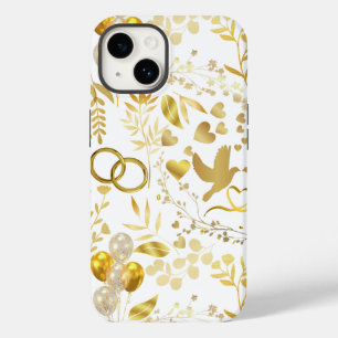 Coque Pour iPhone 14 motif ornementaux mariages en or 02