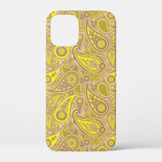 Coques Case-Mate iPhone Motif paisley jaune marron (Verso)
