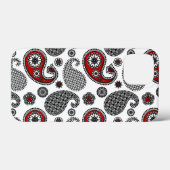 Coques Case-Mate iPhone Motif Paisley, noir, blanc et rouge (Verso (horizontal))