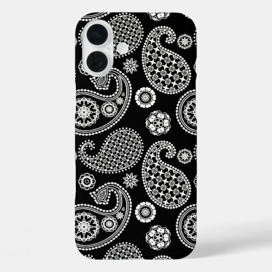 Coques Case-Mate iPhone Motif Paisley, noir et blanc (Verso)