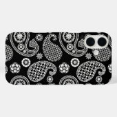Coques Case-Mate iPhone Motif Paisley, noir et blanc (Verso (horizontal))