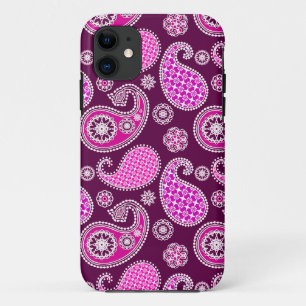 Etui iPhone Case-Mate Motif Paisley, rose fuchsia, violet et blanc