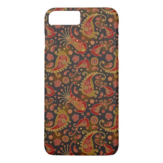 Coques Case-Mate iPhone Motif Paisley Rouge Foncé et Or (Dos)