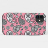 Coques Case-Mate iPhone Motif Paisley, tons gris sur rose (Dos (Horizontal))
