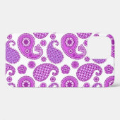 Coques Case-Mate iPhone Motif Paisley, violet, violet et blanc (Verso (horizontal))