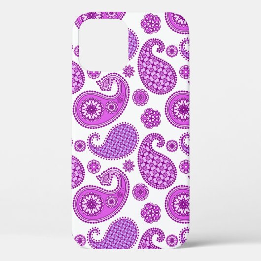 Coques Case-Mate iPhone Motif Paisley, violet, violet et blanc (Verso)