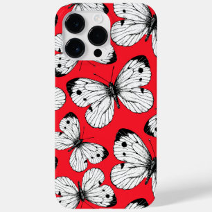 Coque Pour Pour iPhone 14 Pro Max Motif papillon de chou sur rouge