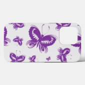 Coques Case-Mate iPhone Motif papillon pourpre (Verso (horizontal))