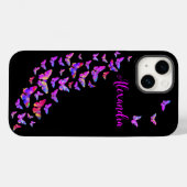 Coques Case-Mate iPhone Motif papillon rose et noir nom d'ajout (Verso (horizontal))
