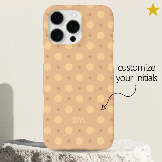 Coques Case-Mate iPhone Motif Pastel Peach Points Nom Personnalisé Initial