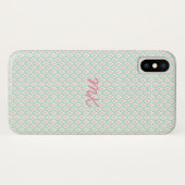 Coques Case-Mate iPhone Motif pastel rose et vert girly avec initiales (Dos (Horizontal))