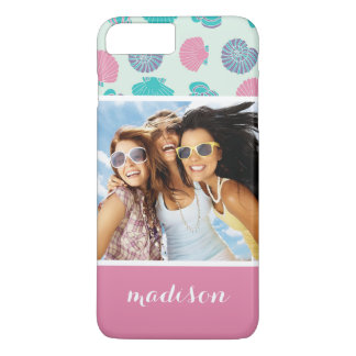 Coque iPhone 8 Plus/7 Plus Motif Pastel Seashell | Votre photo et votre nom