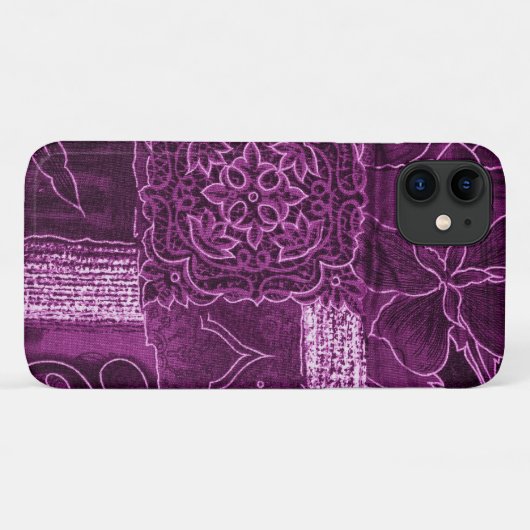 Coques Case-Mate iPhone Motif Patchwork, Arrière - plan Patchwork, Violet (Dos (Horizontal))