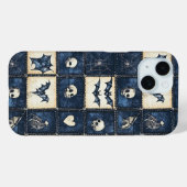 Coques Case-Mate iPhone Motif patchwork en jean Halloween gothique (Verso (horizontal))