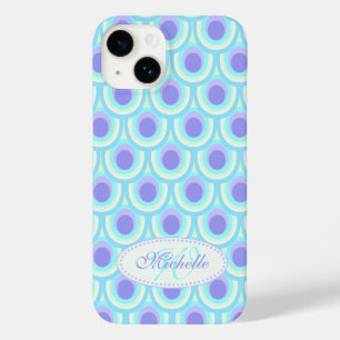 Coque Pour iPhone 14 Motif Peacock nom bleu violet