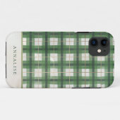 Coques Case-Mate iPhone Motif peint vert hiver plaid (Dos (Horizontal))