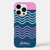 Coques Case-Mate iPhone Motif personnalisé Bleu et rose rayures ondulées (Verso)