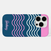 Coques Case-Mate iPhone Motif personnalisé Bleu et rose rayures ondulées (Verso (horizontal))