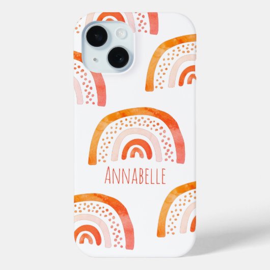 Coques Case-Mate iPhone Motif personnalisé Orange Pastel Rainbow (Verso)