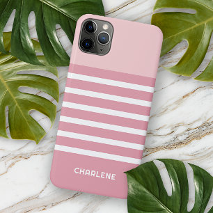 Case-Mate iPhone Case Motif personnalisé rayures roses poudrées et blush