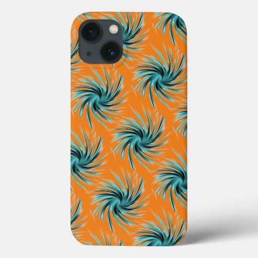 Coques Case-Mate iPhone Motif pivotant - Turquoise bleu bleu orange jaune (Verso)
