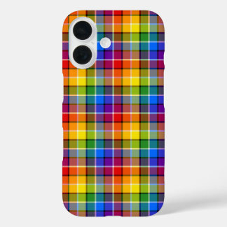 Coques iPhone 16 Motif plaid arc-en-ciel coloré