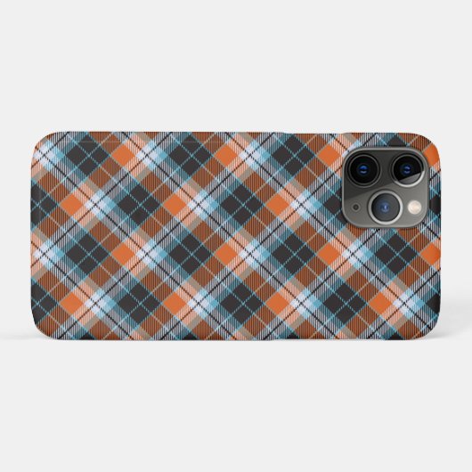 Coques Case-Mate iPhone Motif Plaid Bleu Orange Automne (Dos (Horizontal))