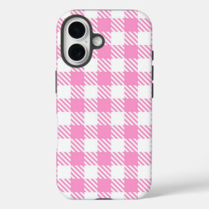 Coques iPhone 16 Motif Plaid Buffalo rose
