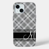 Coques Case-Mate iPhone Motif plaqué avec Monogramme - noir blanc gris (Verso)