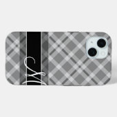 Coques Case-Mate iPhone Motif plaqué avec Monogramme - noir blanc gris (Verso (horizontal))