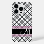 Coques Case-Mate iPhone Motif plaqué avec Monogramme - noir blanc rose (Verso)