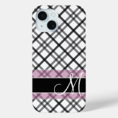 Coques Case-Mate iPhone Motif plaqué avec Monogramme - noir blanc rose (Verso)
