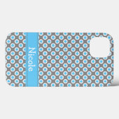 Coques Case-Mate iPhone Motif Pois bleu et blanc personnalisé (Verso (horizontal))