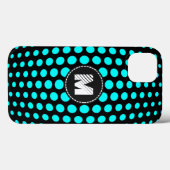 Coques Case-Mate iPhone Motif Pois Monogram Aqua (Verso (horizontal))