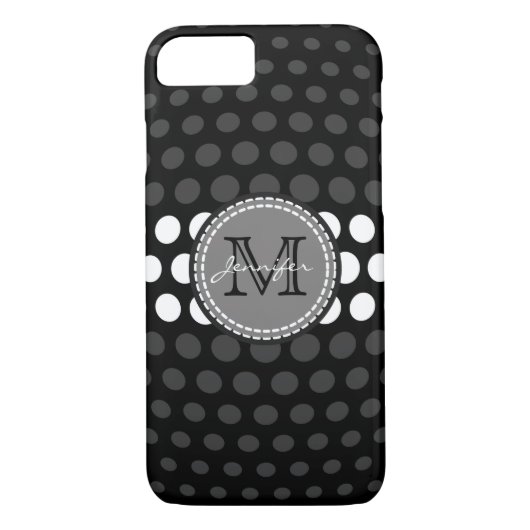 Coques Case-Mate iPhone Motif Pois Monogram White & Jet (Dos)