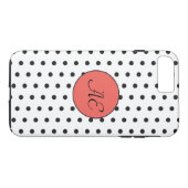 Coques Case-Mate iPhone Motif Pois noir et blanc Monogramme (Dos (Horizontal))